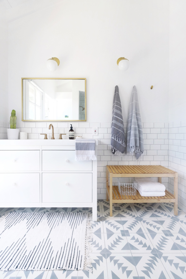 bathroom design, cement tile