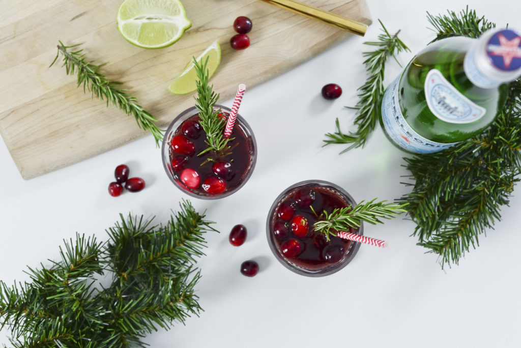 Rosemary Infused Cranberry Mocktail, Christmas cocktail, rosemary drink recipe