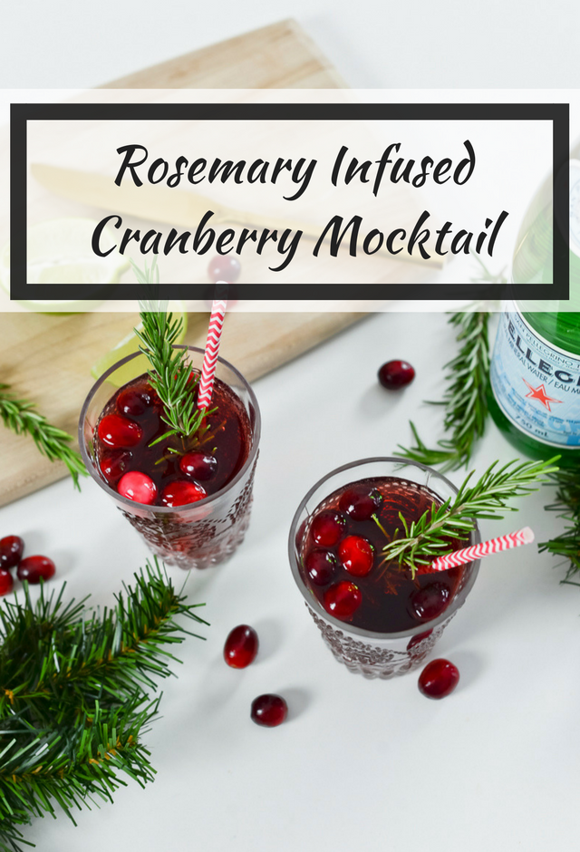 Rosemary Infused Cranberry Mocktail, Christmas cocktail, rosemary drink recipe