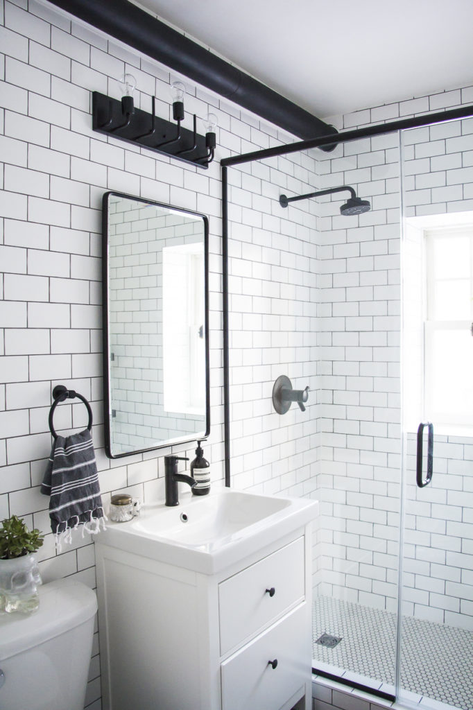 A Modern Meets Traditional Black and White Bathroom Makeover - Kristina