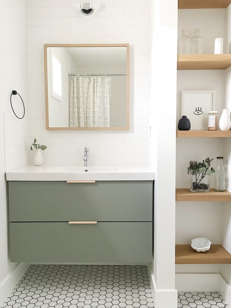 bathroom designs, green vanity