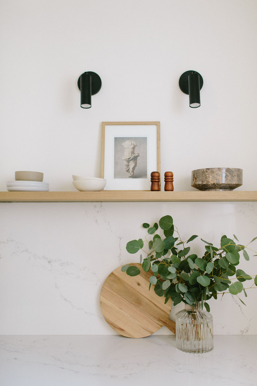 interior design, shelf styling, matte black lighting, Edmonton design, reveals