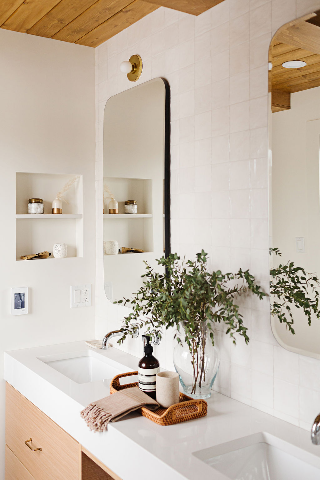 modern ensuite, bathroom renovation, before and after, double vanity