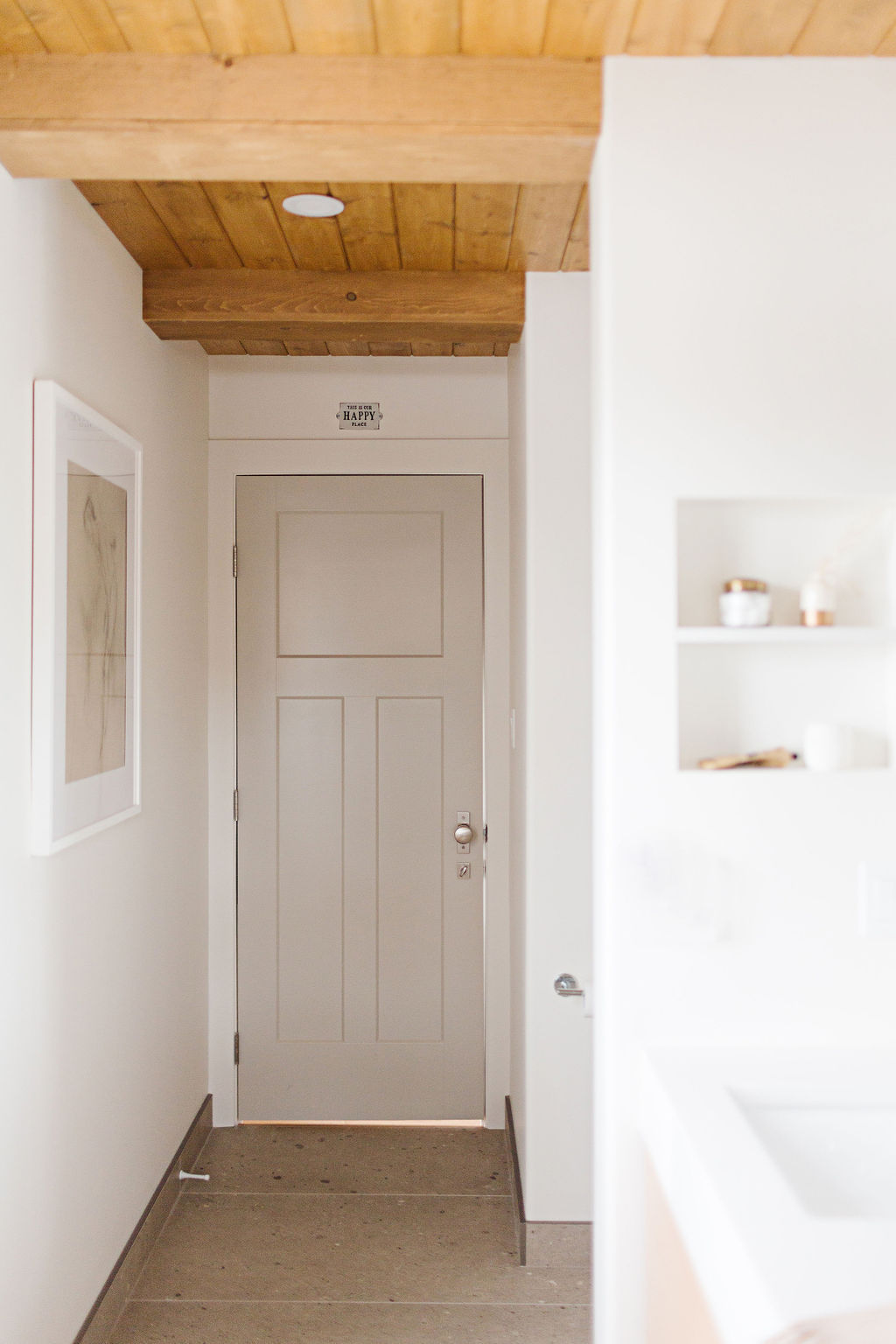 Emtek, Masonite doors, Revere Pewter BM, bathroom design, before and after