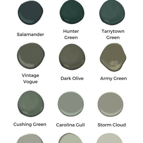 best green paints, Benjamin Moore, dark green, grey green, light green paint, decorating with green paint