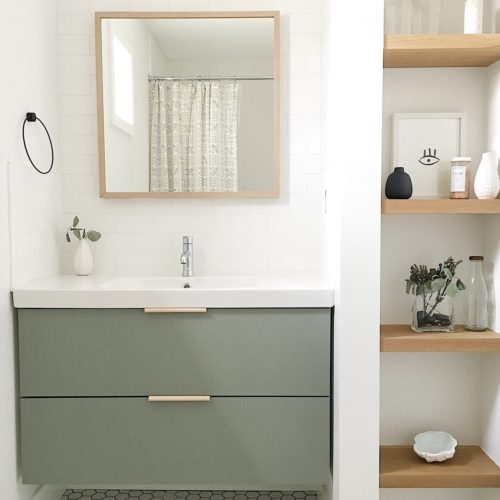bathroom designs, green vanity